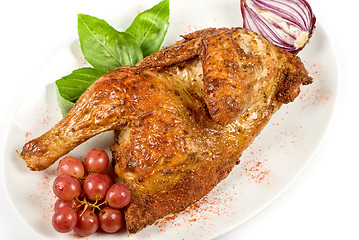 Image showing Half roasted chicken closeup