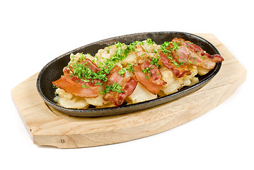Image showing Fried potato with bacon