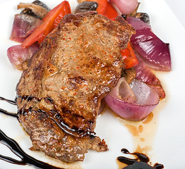 Image showing beef steak with vegetable