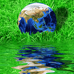 Image showing Earth at the green grass