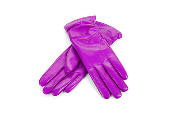Image showing Purple female leather gloves