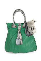 Image showing green women bag