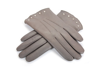 Image showing Grey female leather gloves