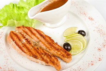Image showing Grilled trout steak