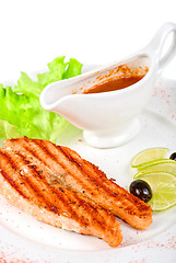 Image showing Grilled salmon steak