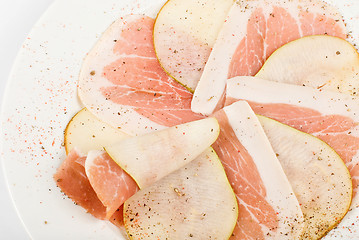 Image showing ham with pear