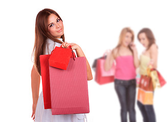 Image showing Group of shopping girls