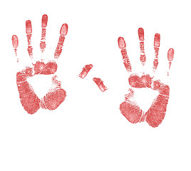 Image showing A Pair Of Blood Stained Hand Prints