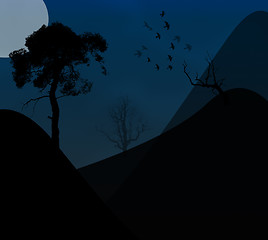 Image showing A Vectorised Scary Scene Filled With Fog