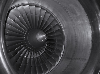 Image showing Detail view of a jet plane engine