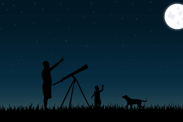 Image showing Family Stargazing