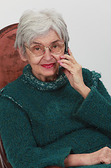 Image showing Old woman on the phone