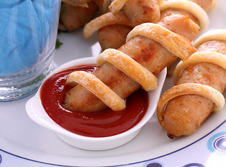 Image showing Twisted Pastry Sausages