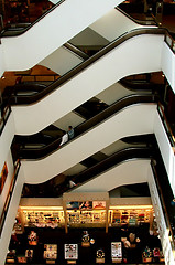 Image showing Escalators in the mall