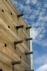 Image showing Wooden climbing wall