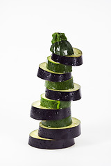 Image showing Stack of Zucchini and Eggplant slices
