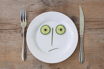 Image showing Vegetable Face on Plate - Male, Shocked