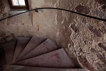 Image showing Old Spiral Stairways in Castle