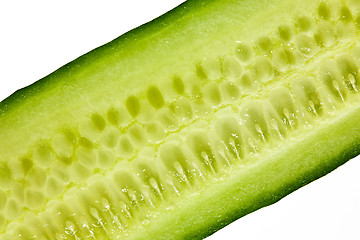 Image showing Cucumber detail shot on white background