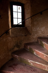 Image showing Old Spiral Stairways in Castle