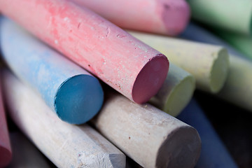 Image showing Differently colored chalk for street painting