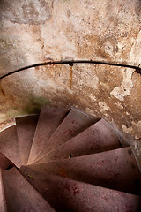 Image showing Old Spiral Stairways in Castle