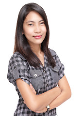 Image showing Preppy confident Asian girl portrait