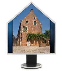 Image showing PC monitor w roof showing house