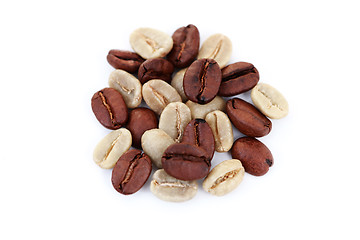 Image showing green and brown coffee beans