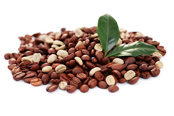 Image showing green and brown coffee beans