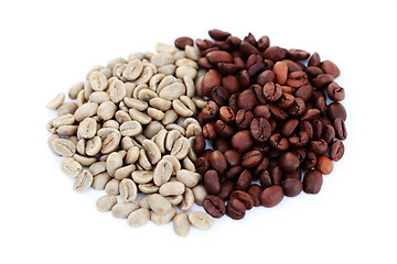 Image showing green and brown coffee beans