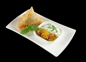 Image showing Samosa And Chutnet