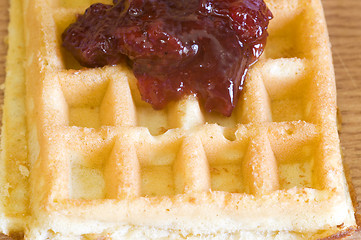 Image showing closeup on jam waffle