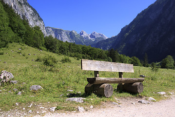Image showing Benches in the bavarian alps