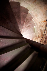 Image showing Old Spiral Stairways in Castle