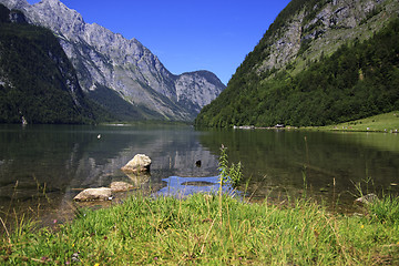 Image showing View from the Koenigssee towards the alps