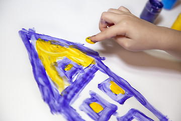 Image showing Little Children Hands doing Fingerpainting