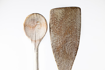 Image showing Wooden spoon detail shot on white