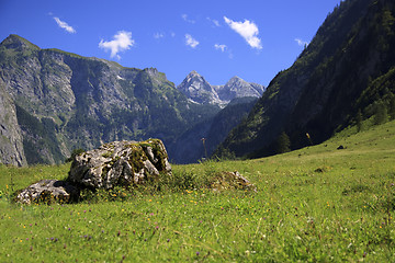 Image showing View from the Koenigssee towards the alps