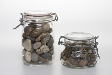 Image showing Preserving Jars filled with Pebbles