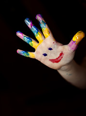 Image showing Little Children Hands doing Fingerpainting