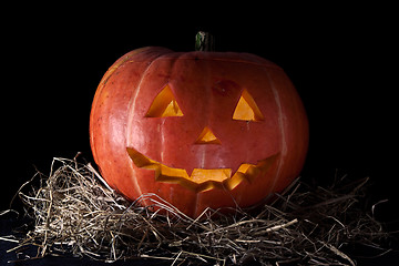 Image showing Halloween Pumpkin, inside lit by light, creepy looking
