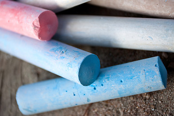 Image showing Differently colored chalk for street painting