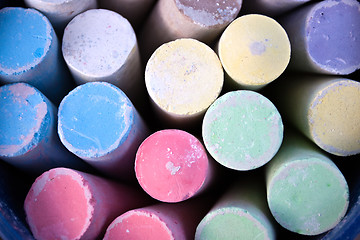 Image showing Differently colored chalk for street painting