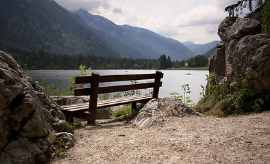 Image showing Benches in the bavarian alps