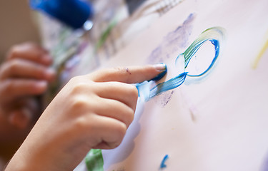 Image showing Little Children Hands doing Fingerpainting