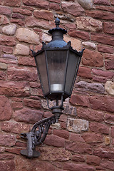 Image showing Part of the old city wall with lantern in Ladenburg, Germany