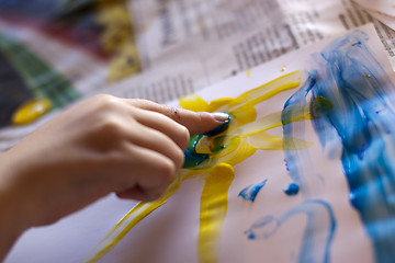 Image showing Little Children Hands doing Fingerpainting