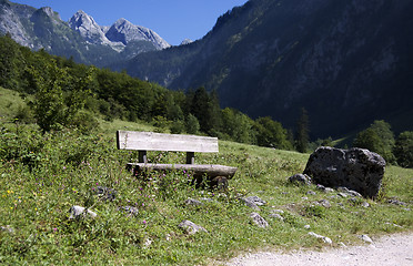 Image showing Benches in the bavarian alps