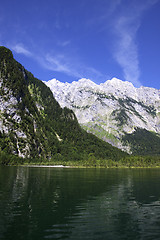 Image showing View from the Koenigssee towards the alps